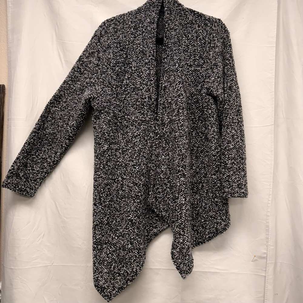 Women's Sunday Black White Speckled Open Front Cardigan XL